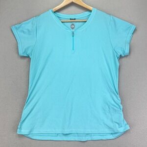 Club Ride Cycling T-Shirt Womens XL Blue 1/4 Zip Short Sleeve Performance Tee